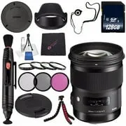 Sigma 50mm f/1.4 DG HSM Art Lens for Nikon F #311306   77mm 3 Piece Filter Kit   128GB SDXC Memory Card   Lens Pen Cleaner   Microfiber Cleaning Cloth   Tripod Bundle (International Model No Warranty)