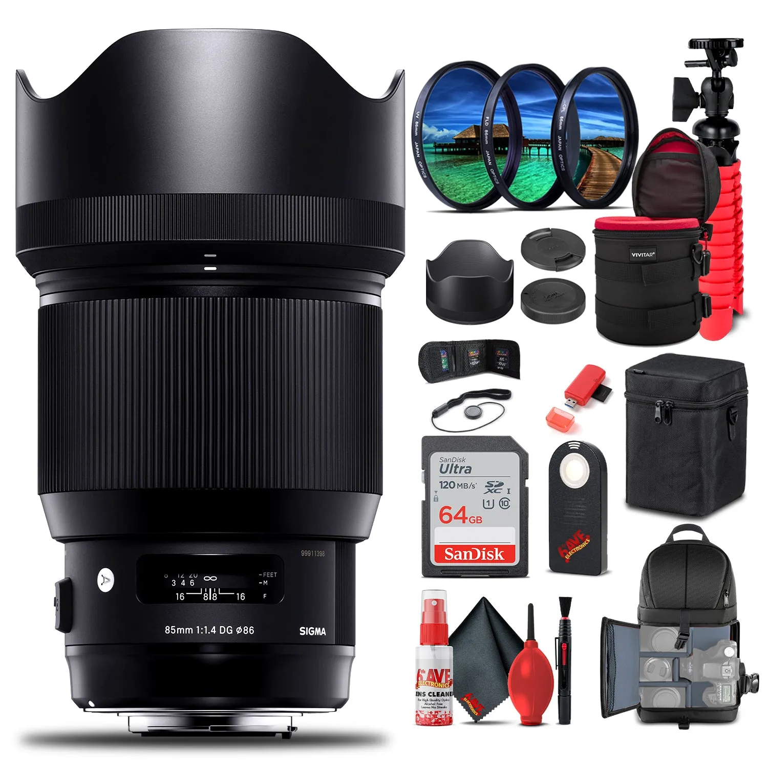 Sigma 85mm f/1.4 DG HSM Art Lens for Canon EF (321954) Bundle