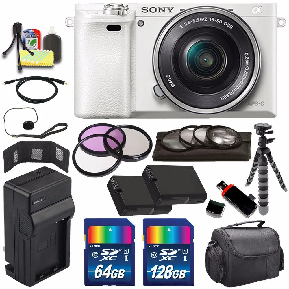 Sony Alpha a6000 Mirrorless Digital Camera with 16-50mm Lens (White)   Battery   Charger   196GB Bundle 9 - Internationa