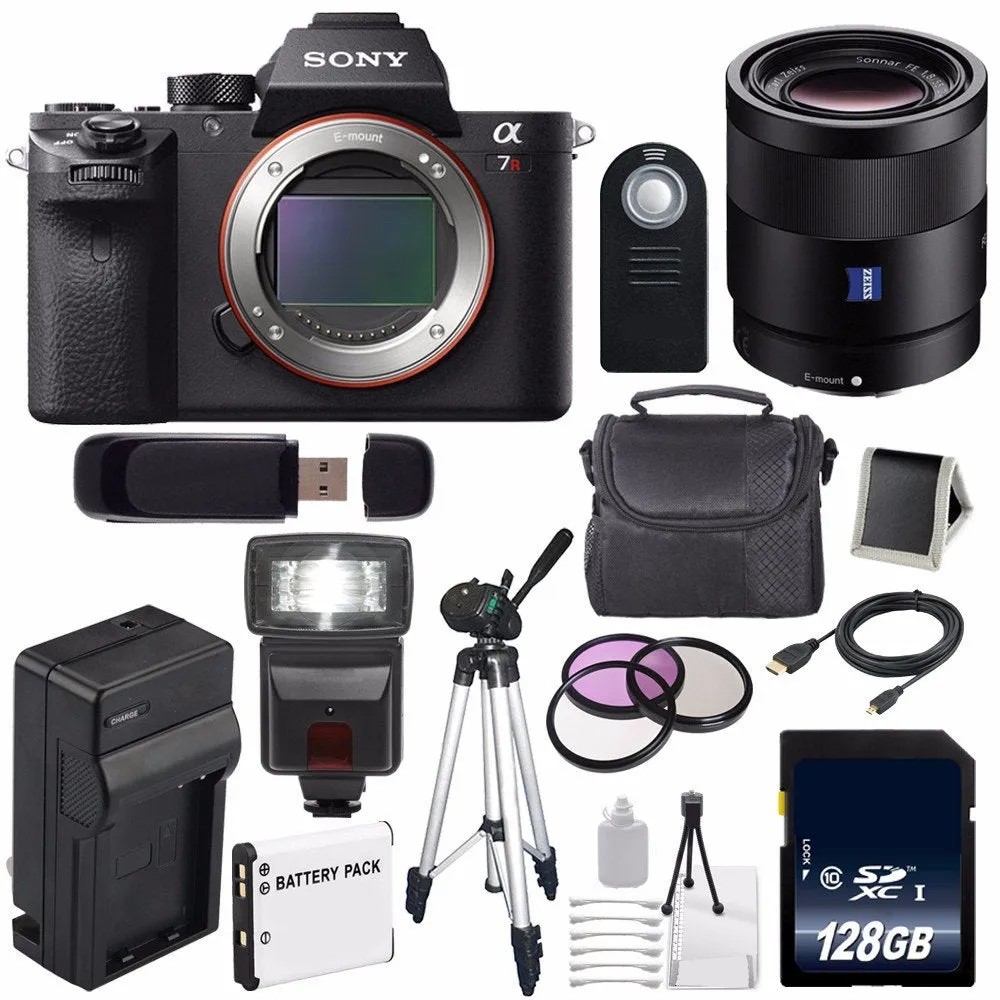 Sony Alpha a7R II Mirrorless Digital Camera (International Model)   Sony Sonnar T FE 55mm f/1.8 ZA Lens   49mm Filters Deluxe Bundle