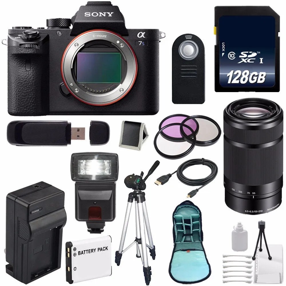 Sony Alpha a7S II a7S Mark II a7SII ILCE7SM2/B Mirrorless Digital Camera (International Model)   Sony E 55-210mm f/4.5-6 Lens Amazing Bundle