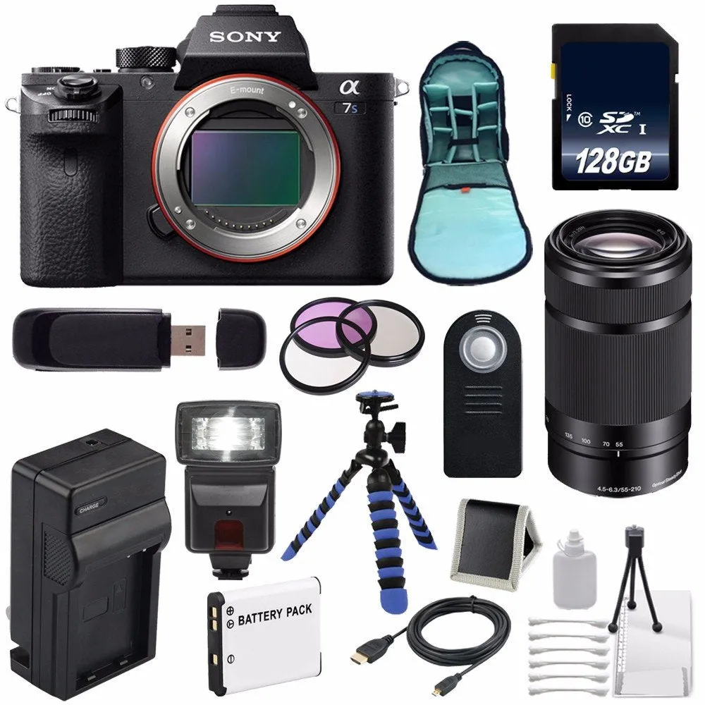 Sony Alpha a7S II a7S Mark II a7SII ILCE7SM2/B Mirrorless Digital Camera (International Model)   Sony E 55-210mm f/4.5-6 Lens Outdoor Bundle