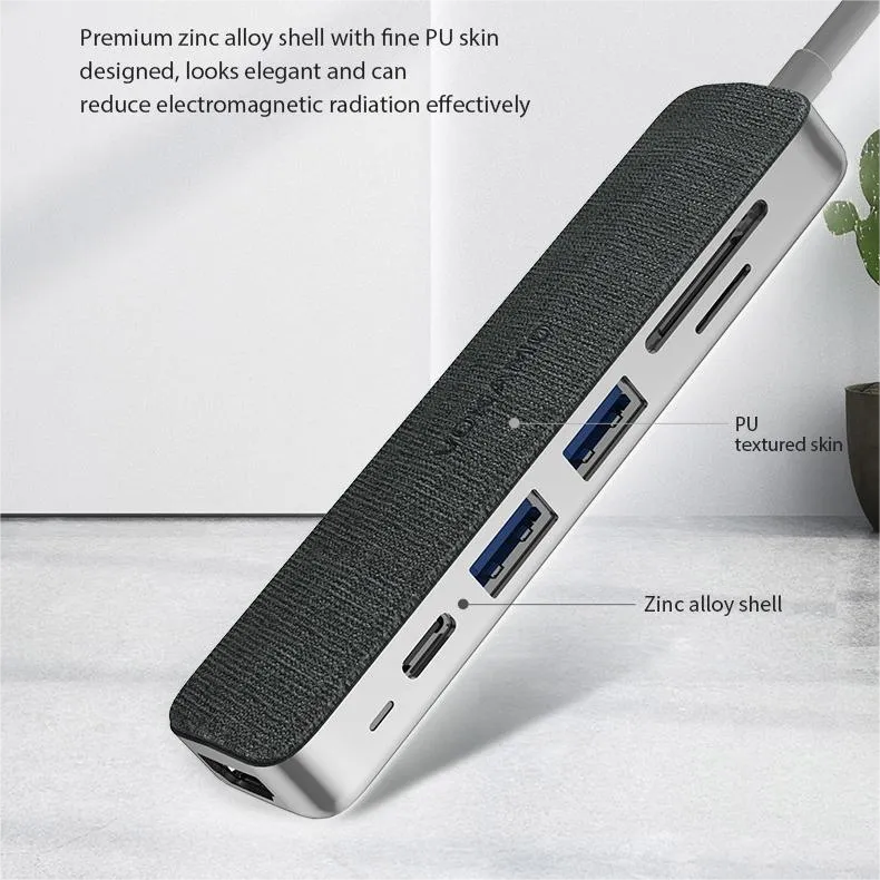 VOKAMO 6 in 1 USB C HUB,Slim 4K HDMI USB-C Hub For MacBook Huawei P30 MateBook etw