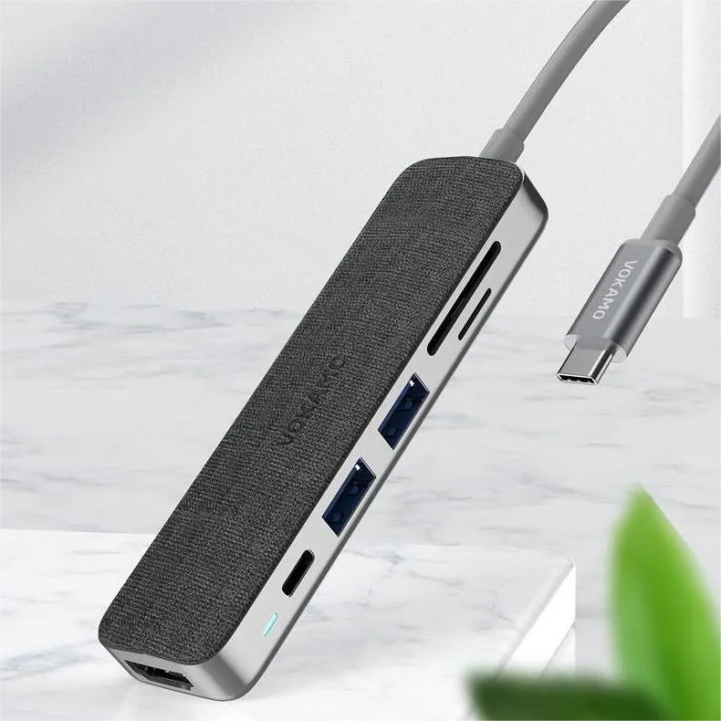 VOKAMO 6 in 1 USB C HUB,Slim 4K HDMI USB-C Hub For MacBook Huawei P30 MateBook etw