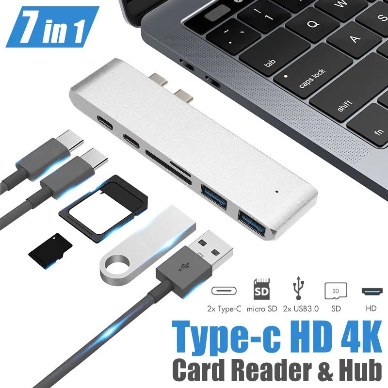 Woo TYPE-C hub 7 in 1 to HDMI 2*USB3.0 SD/TF PD