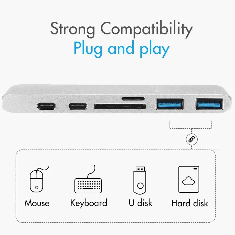 Woo TYPE-C hub 7 in 1 to HDMI 2*USB3.0 SD/TF PD